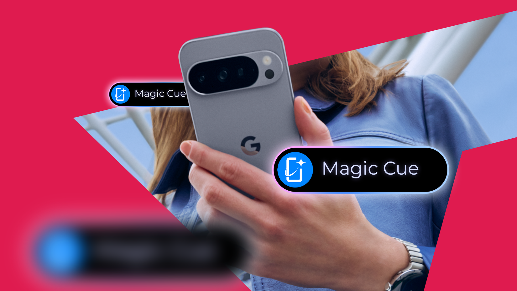 The Google Pixel 10 surrounded by Magic Cue logos.