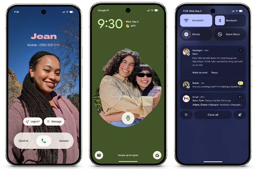 Screenshots highlighting Android 16 QPR1's UI elements.