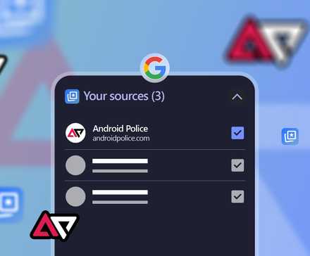Recurso de fontes preferidas do Google, com Android Police em destaque.