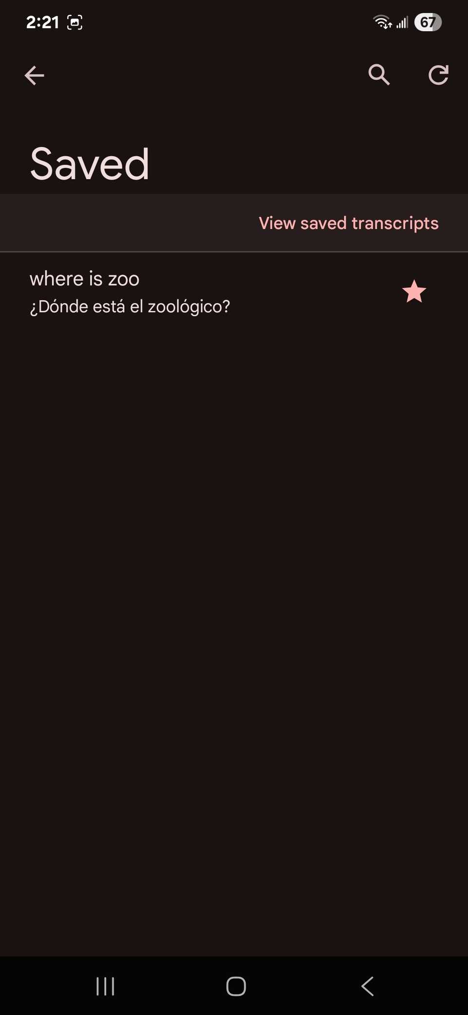 Viewing the saved phrases in the Google Translate app