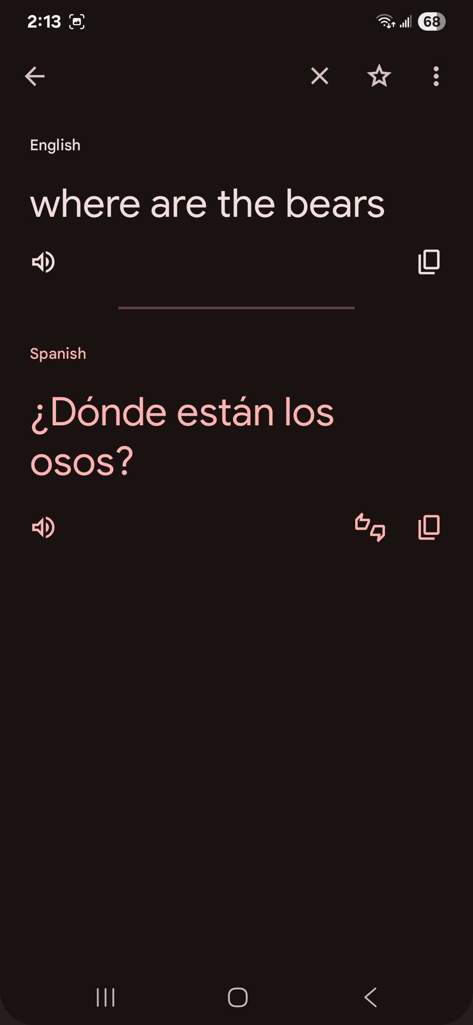 Translating an english phrase into spanish using the enter text tool on Google Translate