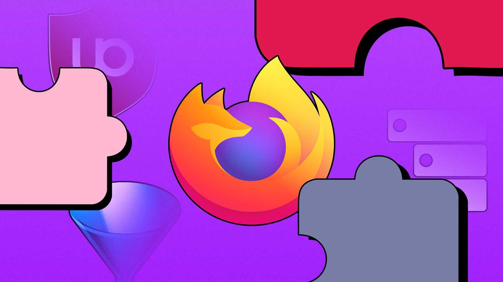 رسم توضيحي لشعار Firefox محاطًا بأيقونات الامتداد