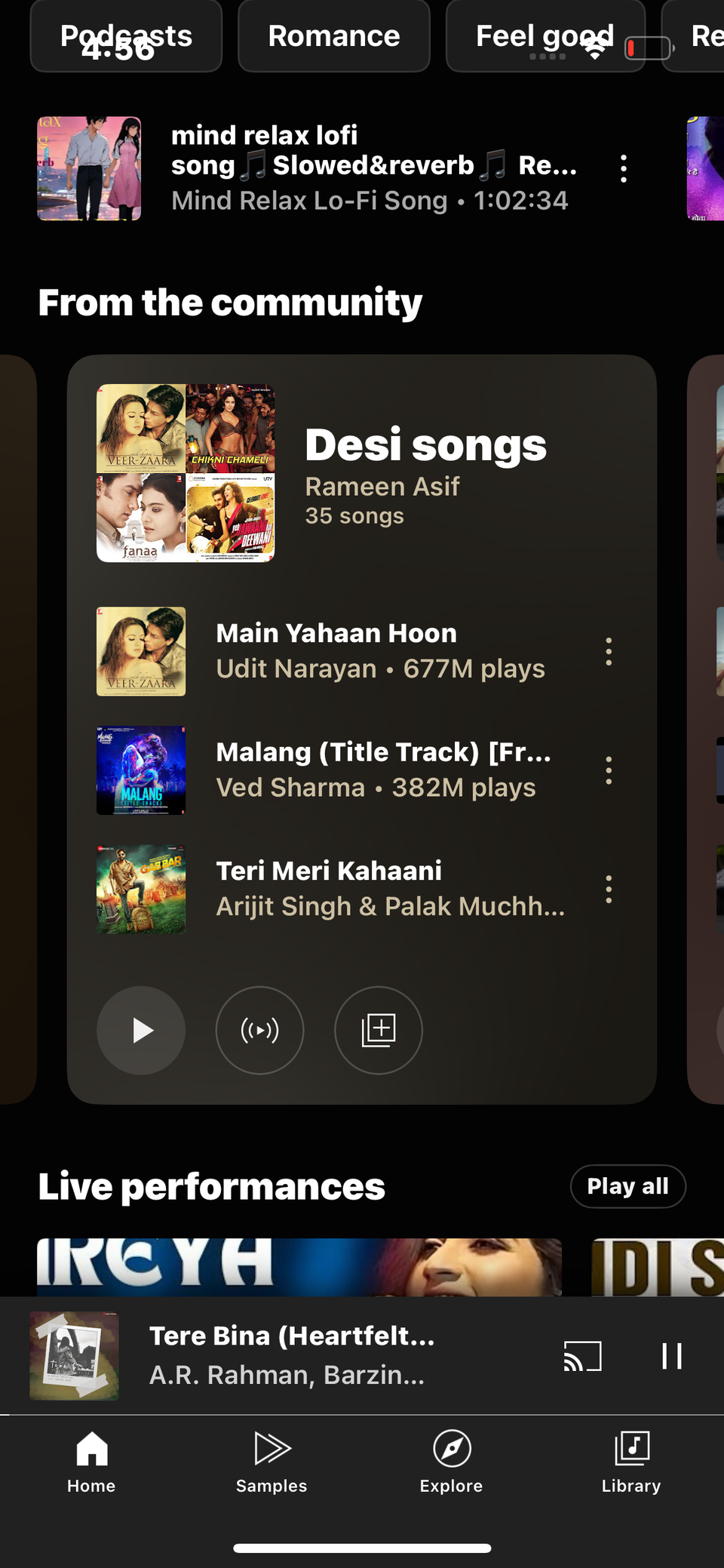 Screenshot showing YouTube Music's From the community section