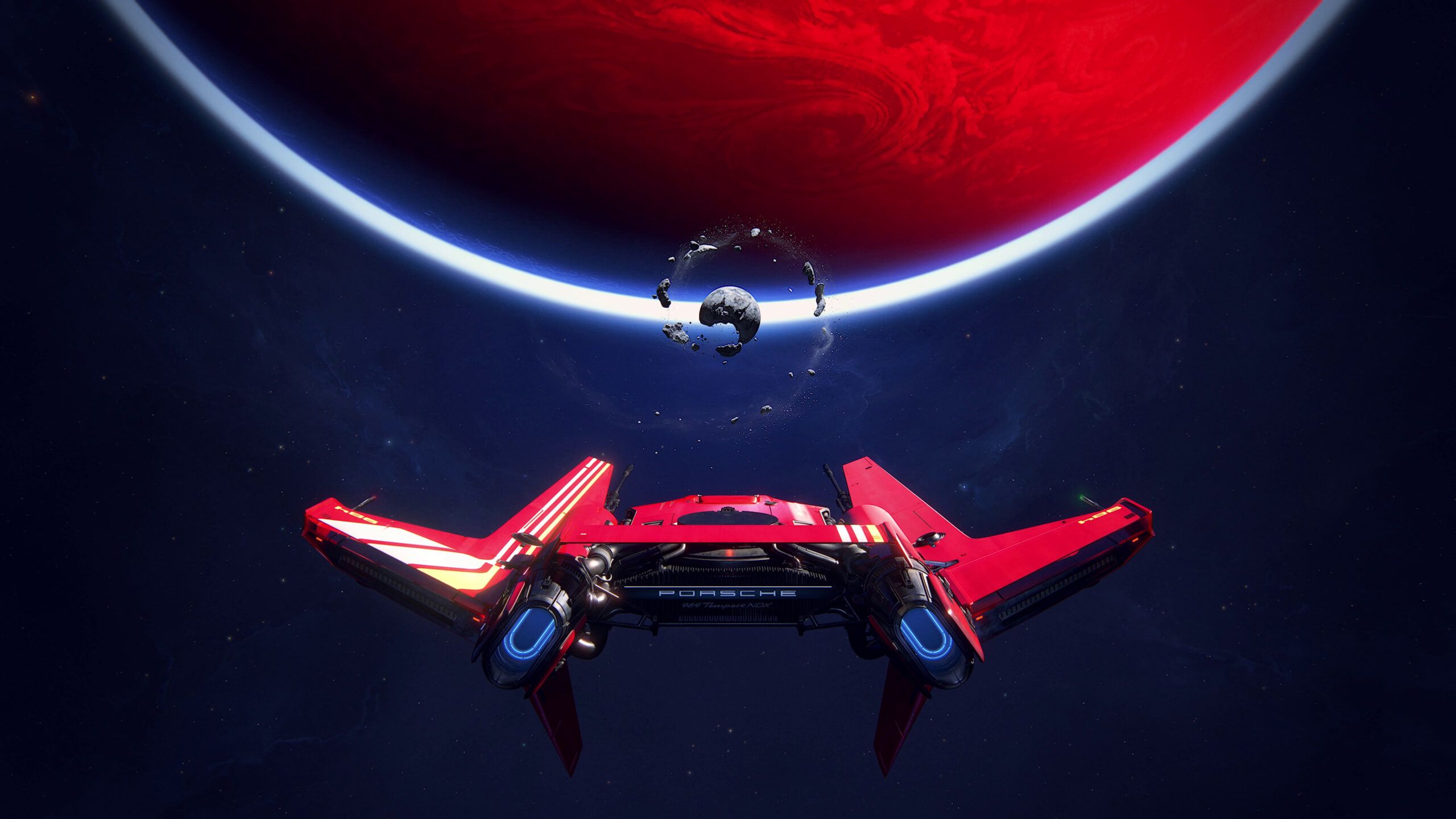 A spaceship flies above a planet in Intergalactic: The Heretic Prophet