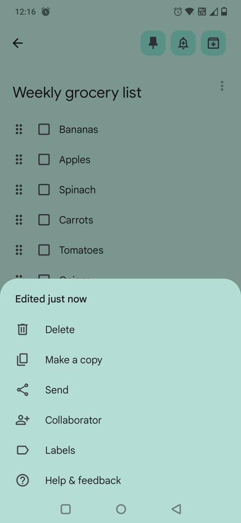 Screenshot showing the Collaborator feature in the Google Keep app