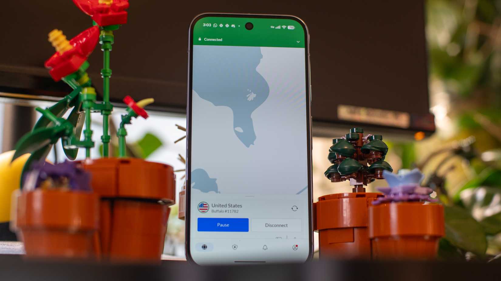 NordVPN app showing VPN connected to the United States on a phone
