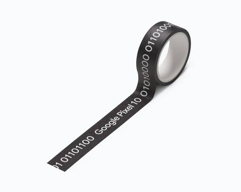 An image of Google's new Pixel 10 series merch washi tape.