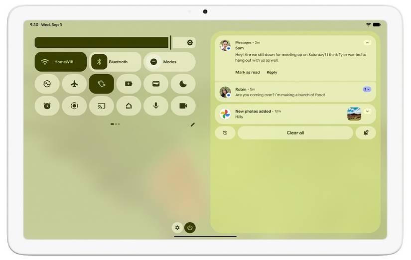 Material 3 Expressive design language on the Pixel Tablet.