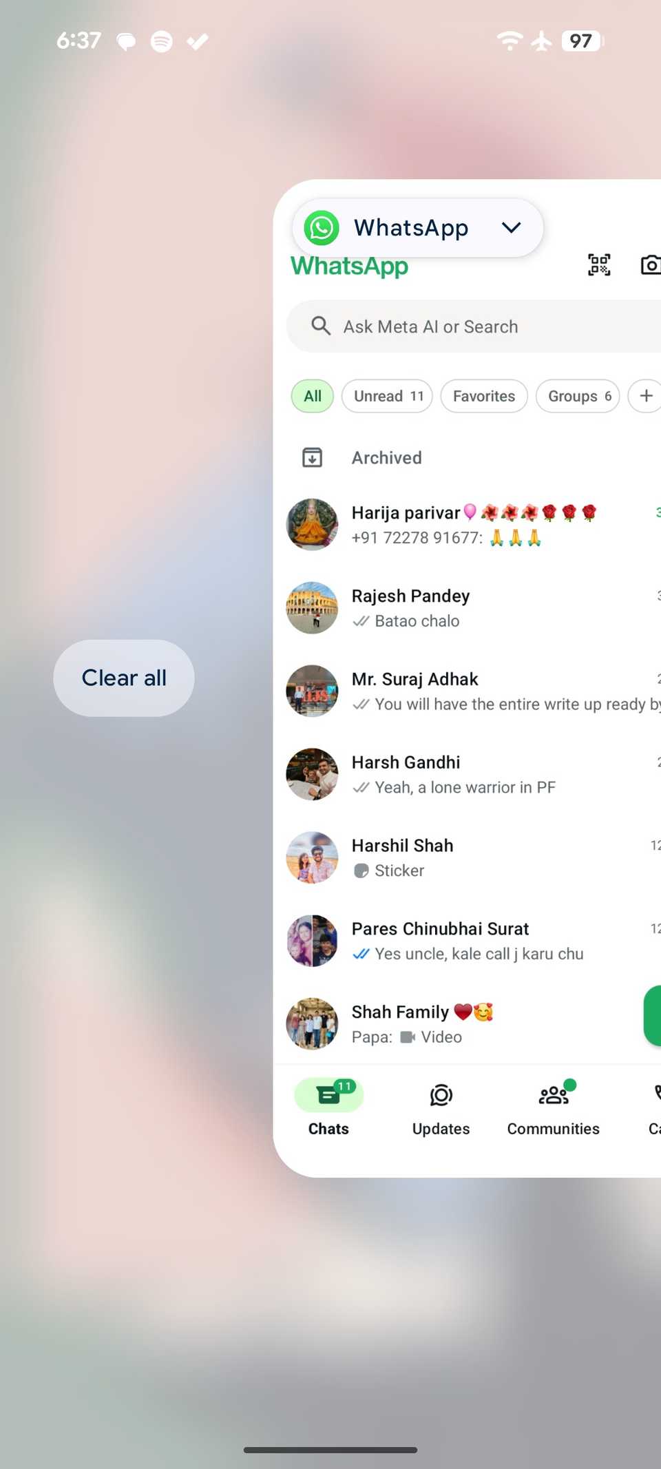 clear all button on Pixel
