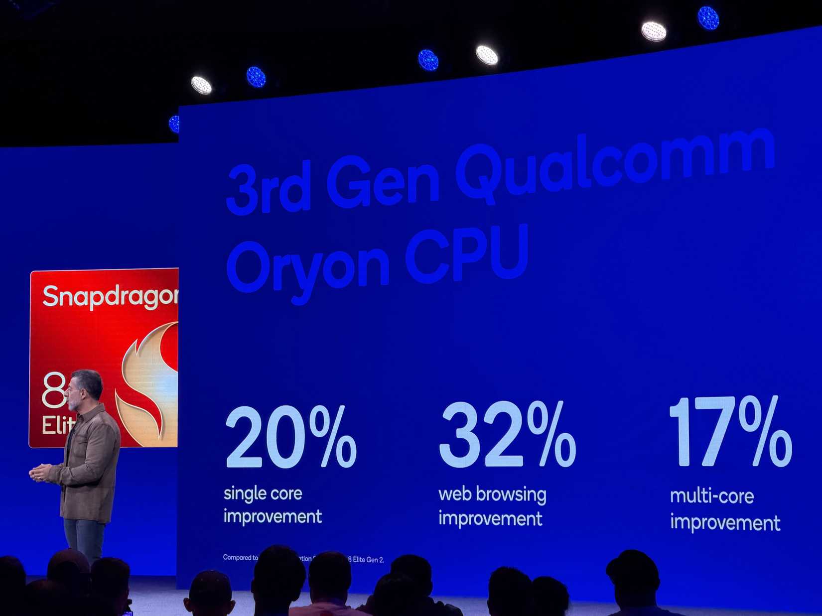Slide on Oryon on stage at Snapdragon Summit
