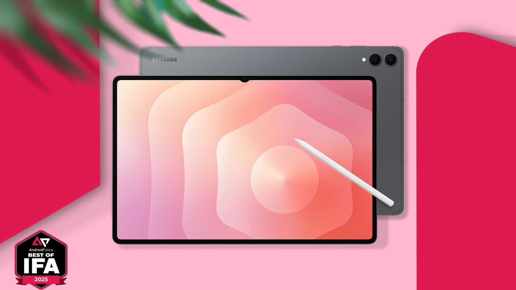 Samsung Galaxy Tab S11 Ultra with stylus, shown from the front and back.