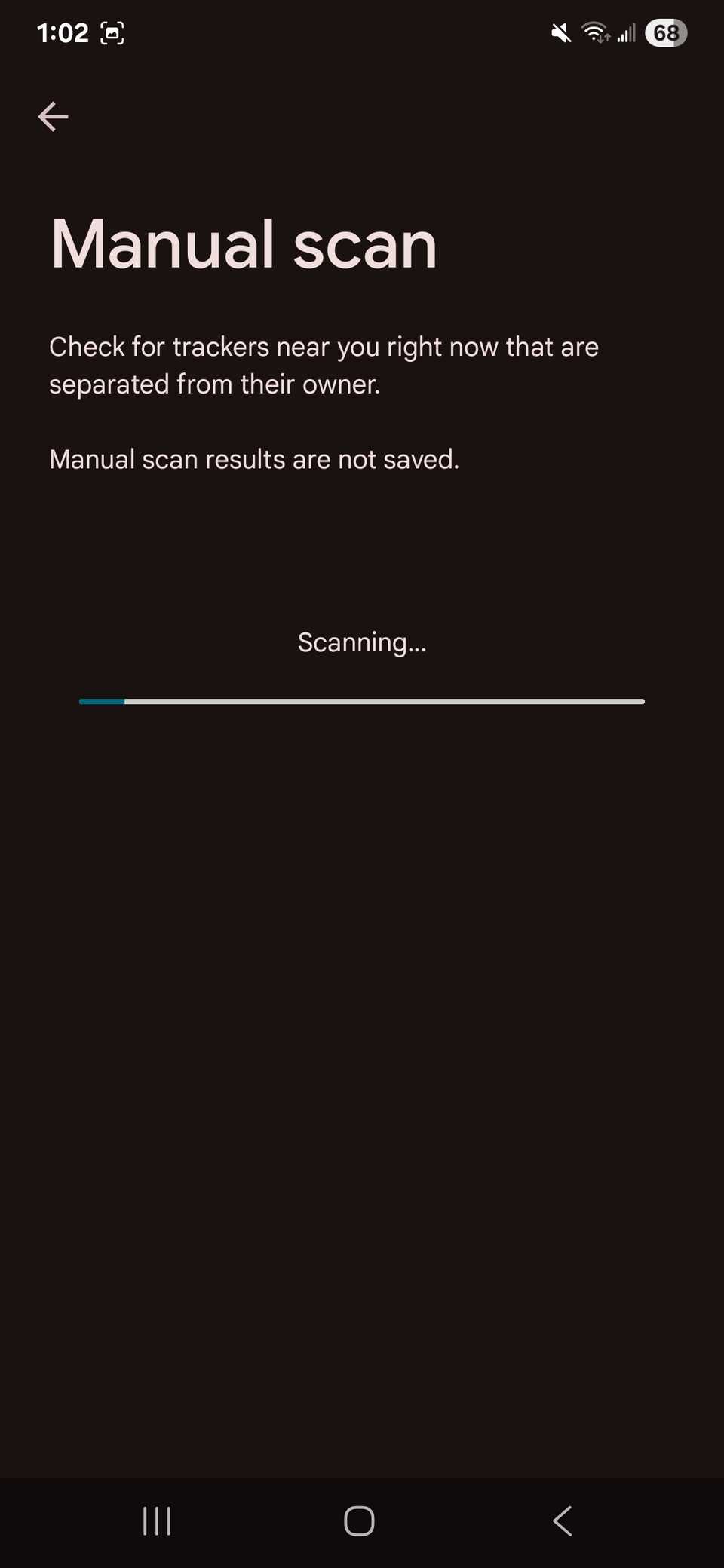 Manuel scan in progress after using the 'Scan now' button on One UI 7