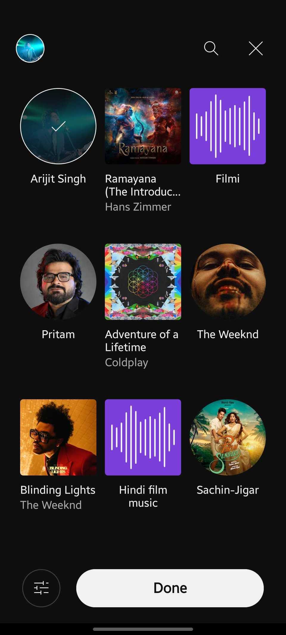 لقطة شاشة توضح كيفية إنشاء راديو على YouTube Music