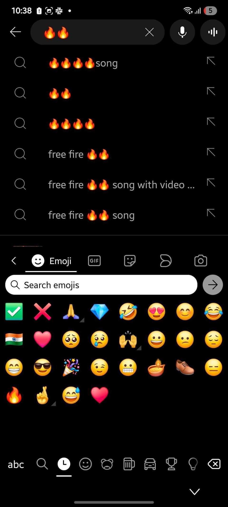 Screenshot showing search with emoji on YouTube Music