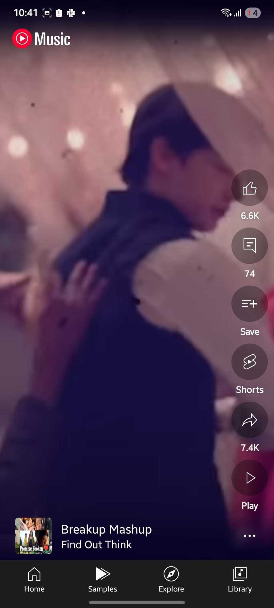 Screenshot showing Samples tab on YouTube Music