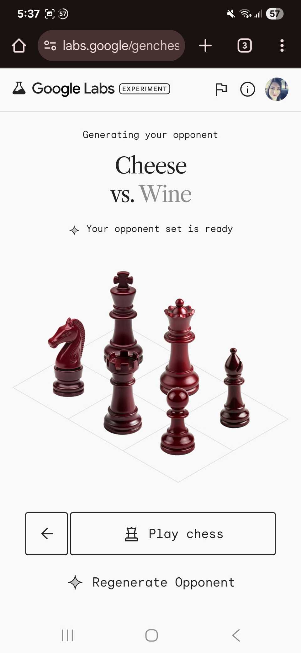 Generated opponent chess pieces using Wine with classic option in the Chrome app