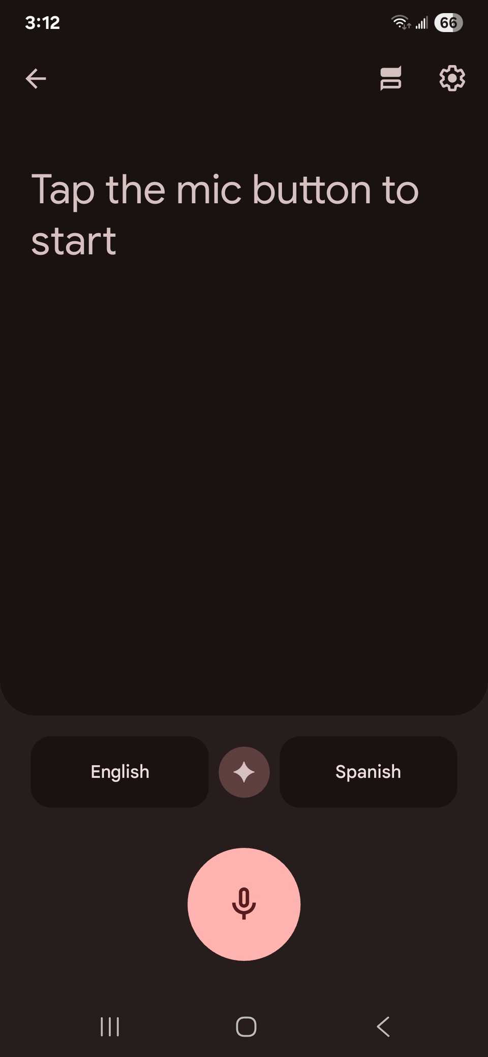 Gemini AI icon on to begin automatic translation in a conversation using the Google Translate app
