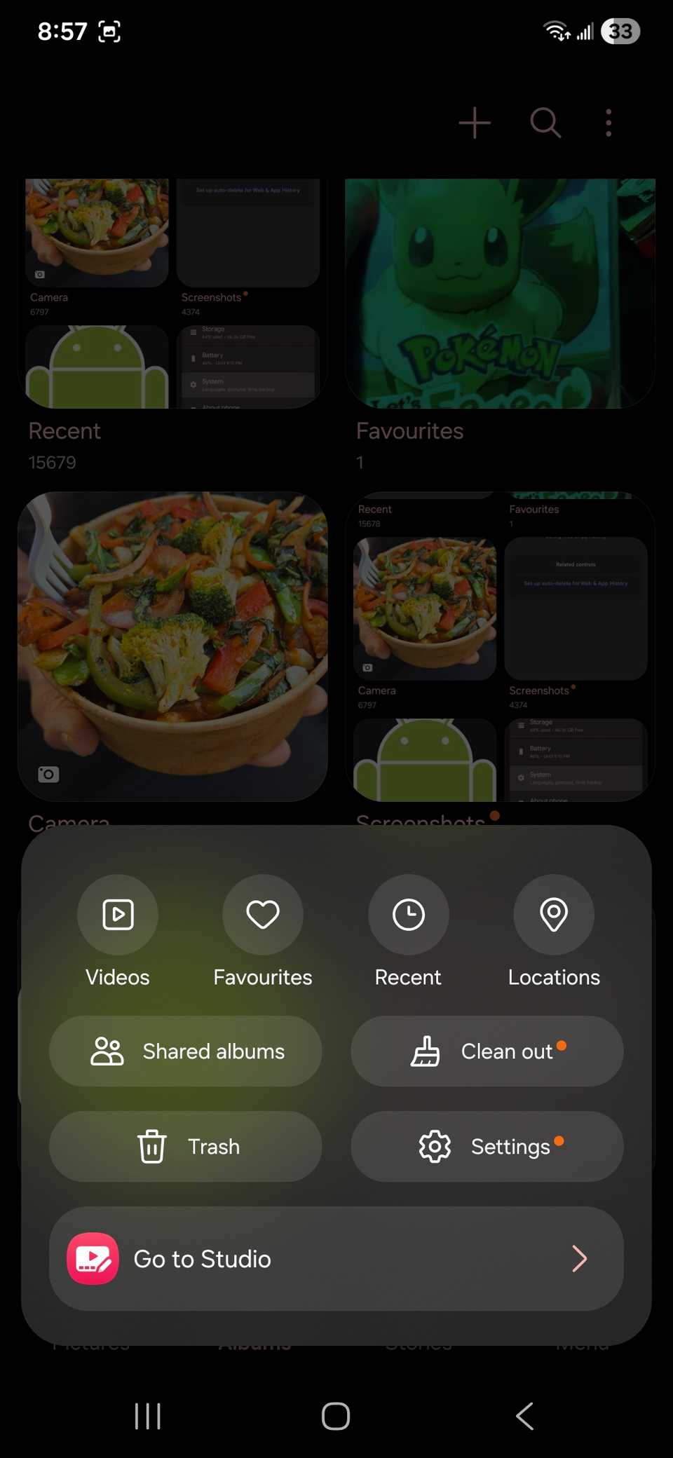 Samsung Gallery App mostra atalhos para alternativas e configurações de acesso ao gerenciamento de fotos enquanto ficam em uma interface do usuário 8