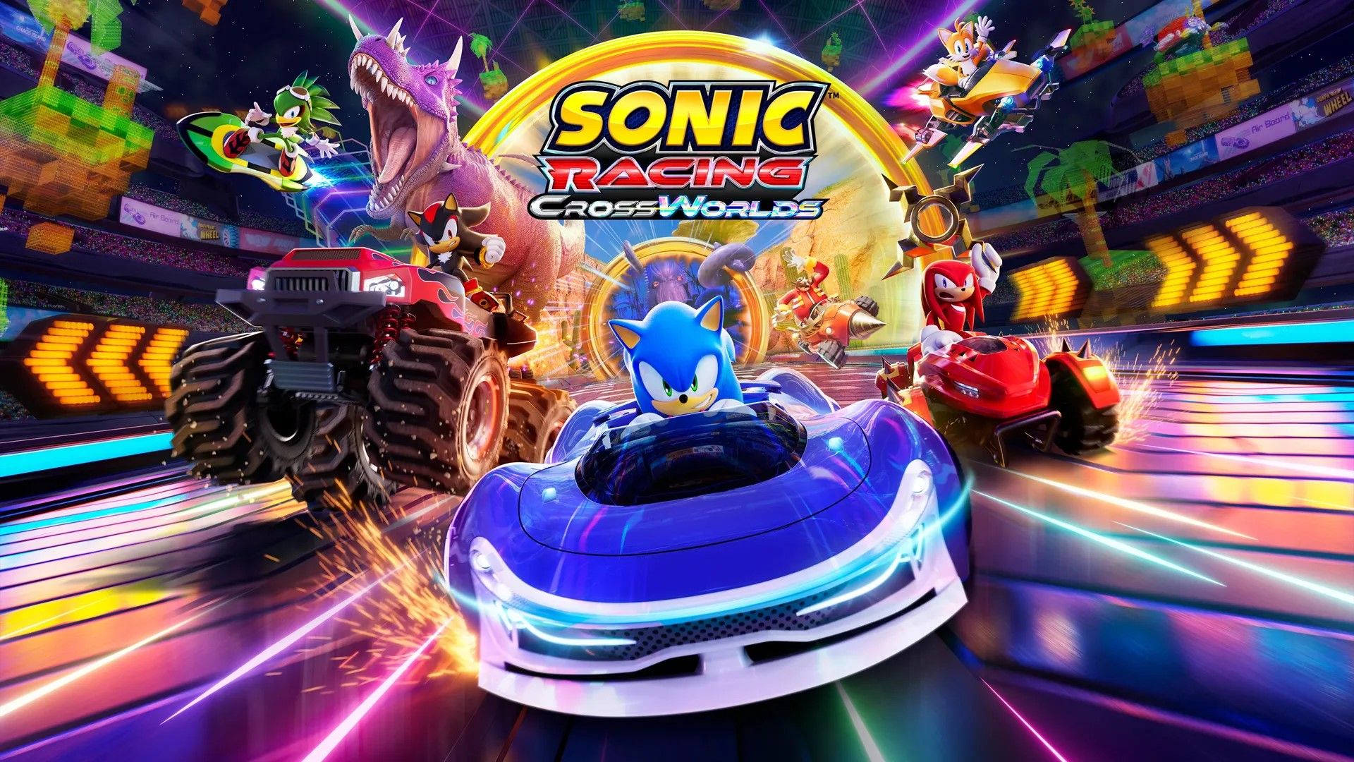 Sonic, Shadow, Knuckles, and more race in Key art for Sonic Racing: CrossWorlds
