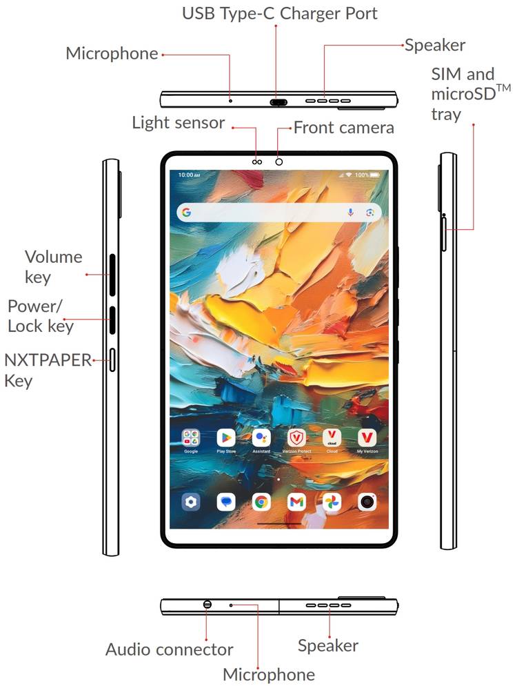 A hardware layout diagram of the TCL NXTPAPER 8 as leaked by Evan Blass.