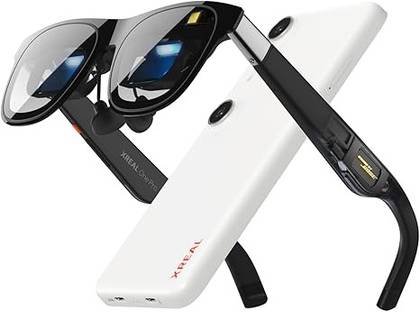 Xreal One Pro AR glasses next to the Beam Pro