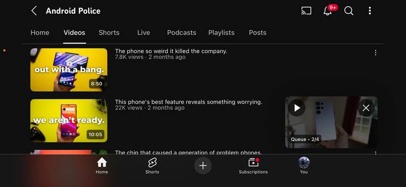 YouTube Premium queue