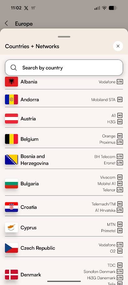 Países e operadoras suportadas no aplicativo airalo