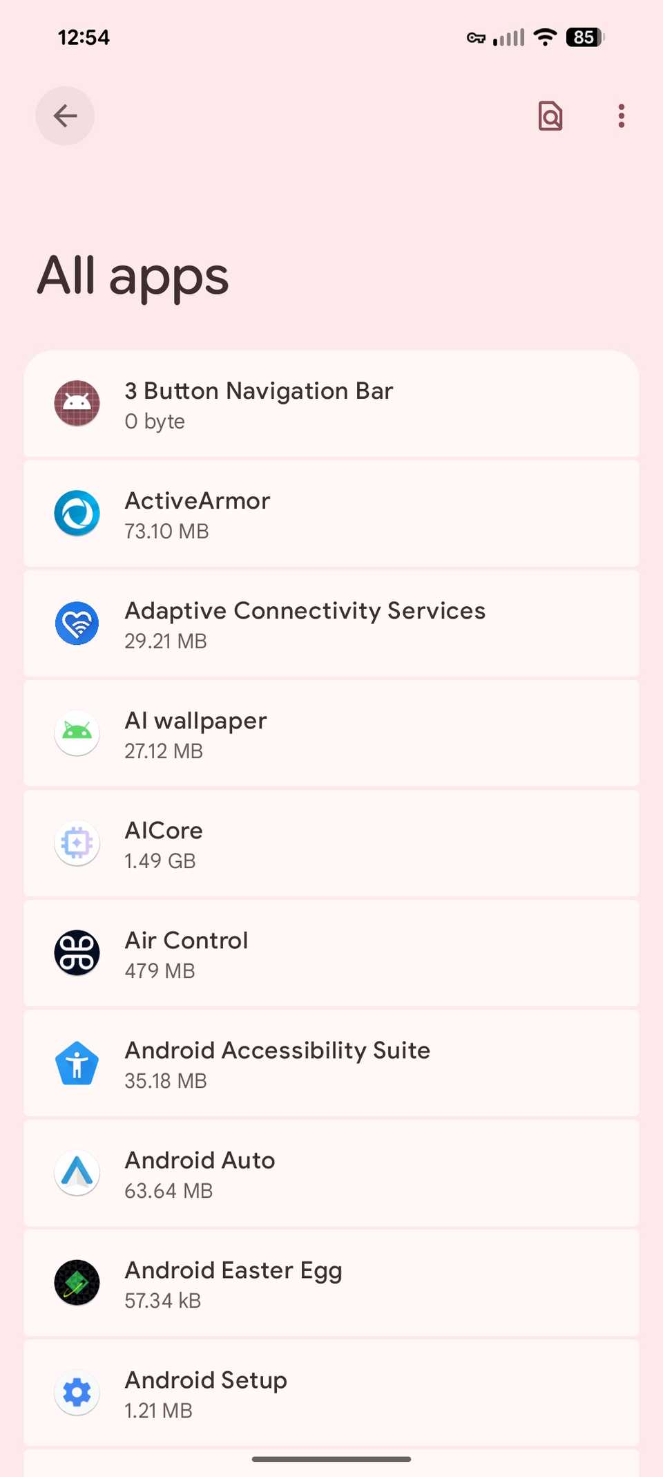 كيفية العودة إلى الإصدار الأقدم من التطبيق على Android 6 قائمة بالتطبيقات الجديدة المملوءة بعد تحديد مرشح إظهار تطبيقات النظام على Android 16