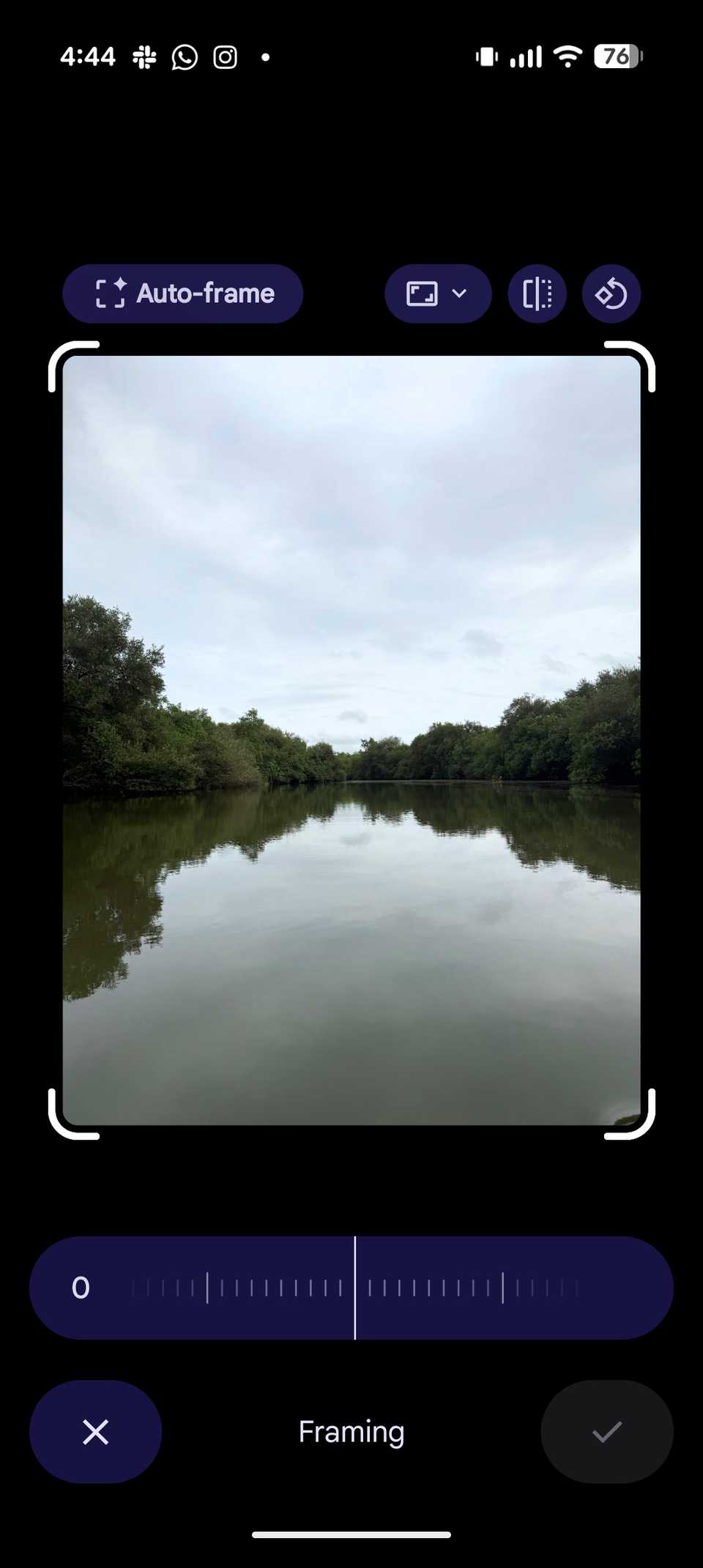 Auto frame option in Google Photos editor