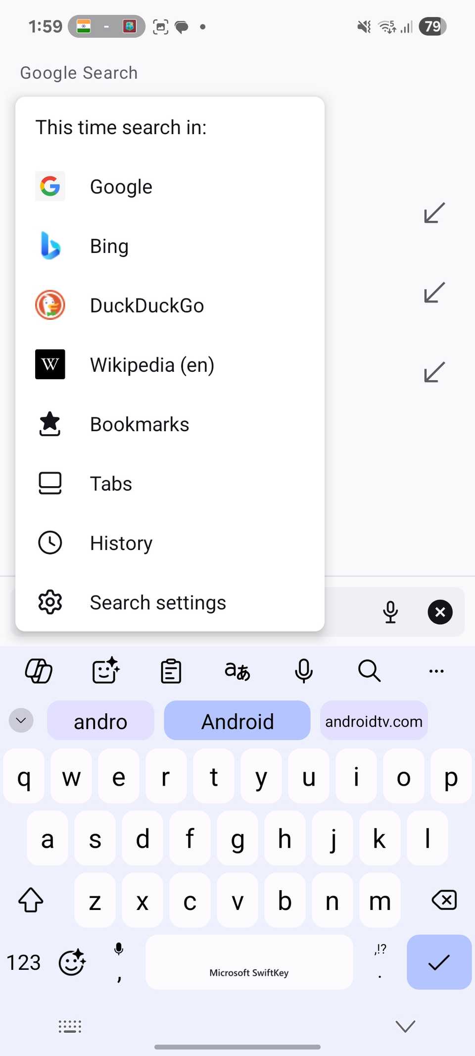 Switch search engines on Firefox