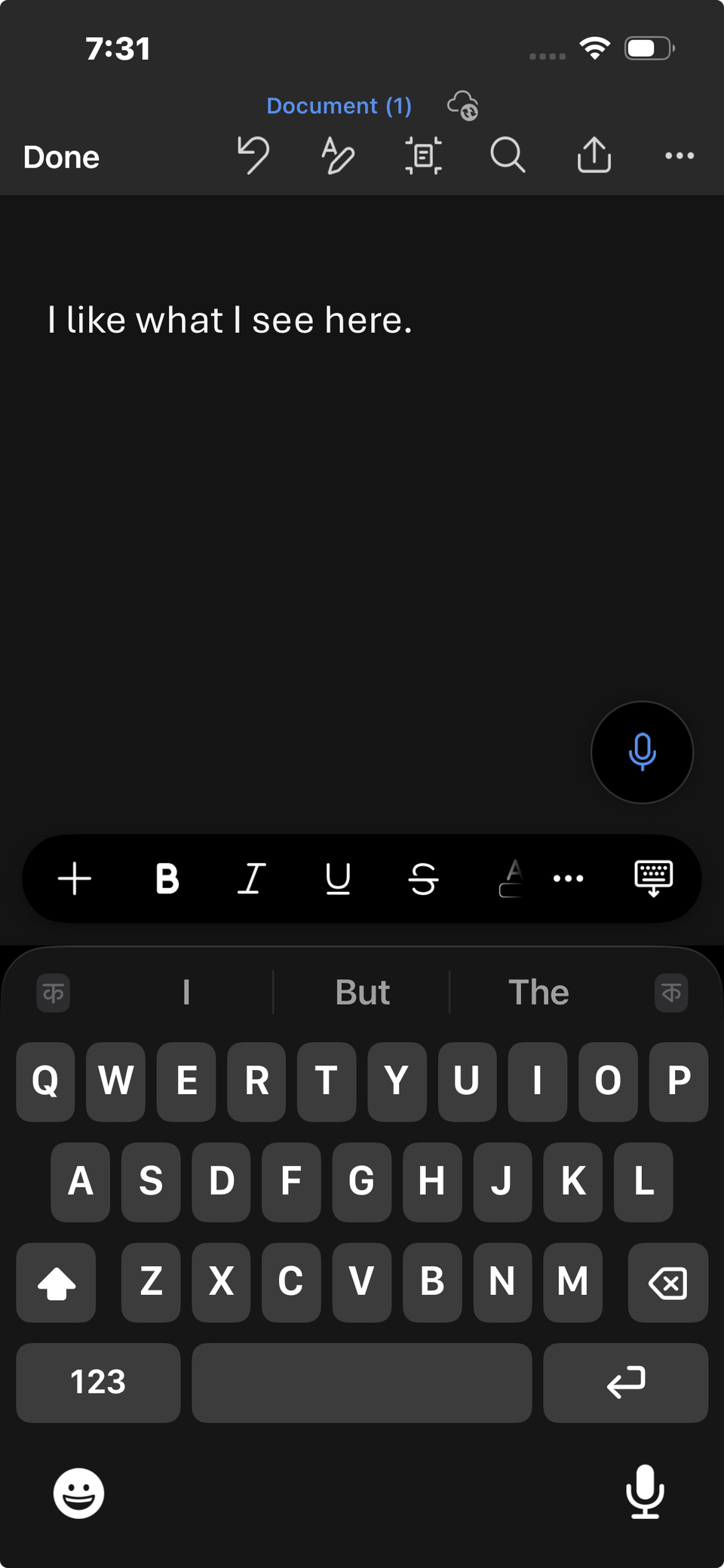 Screenshot showing Microsoft Word on iOS