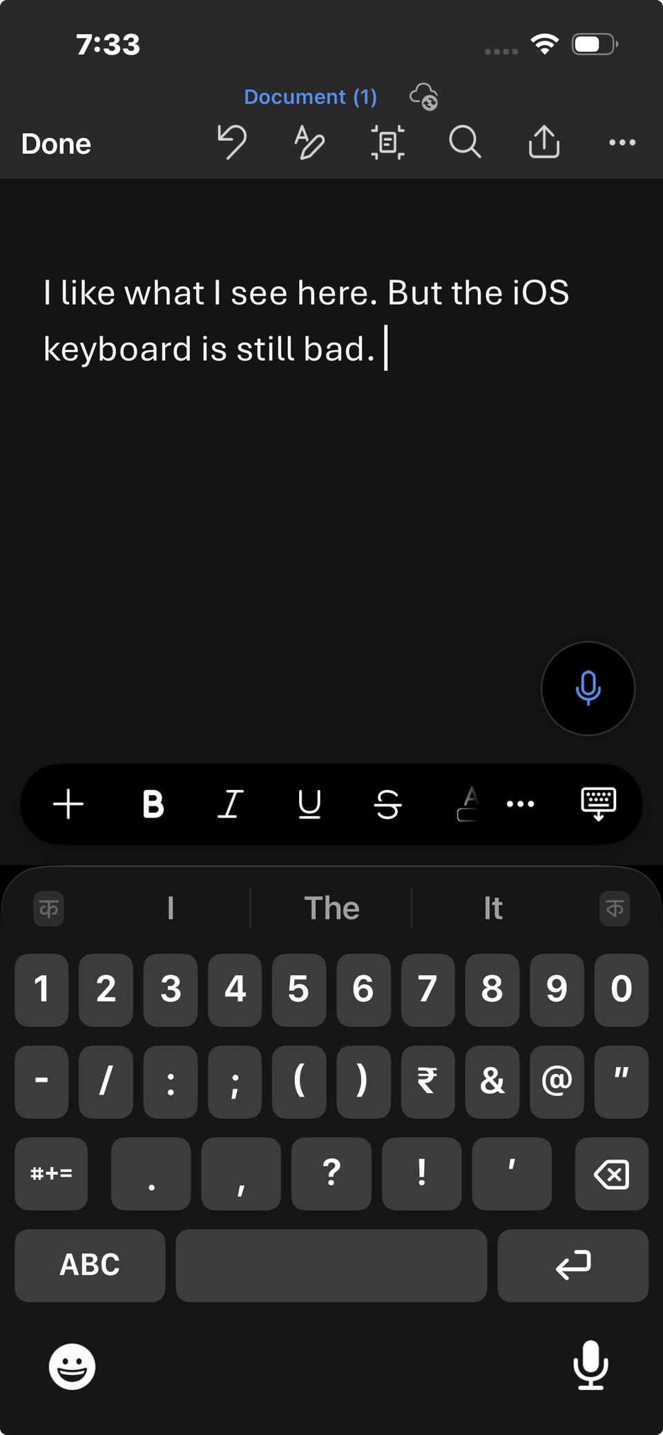 Screenshot showing Microsoft Word on iOS