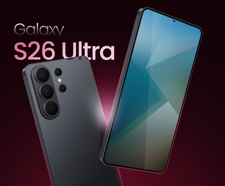 Frente e traseira de um conceito Galaxy S26 Ultra