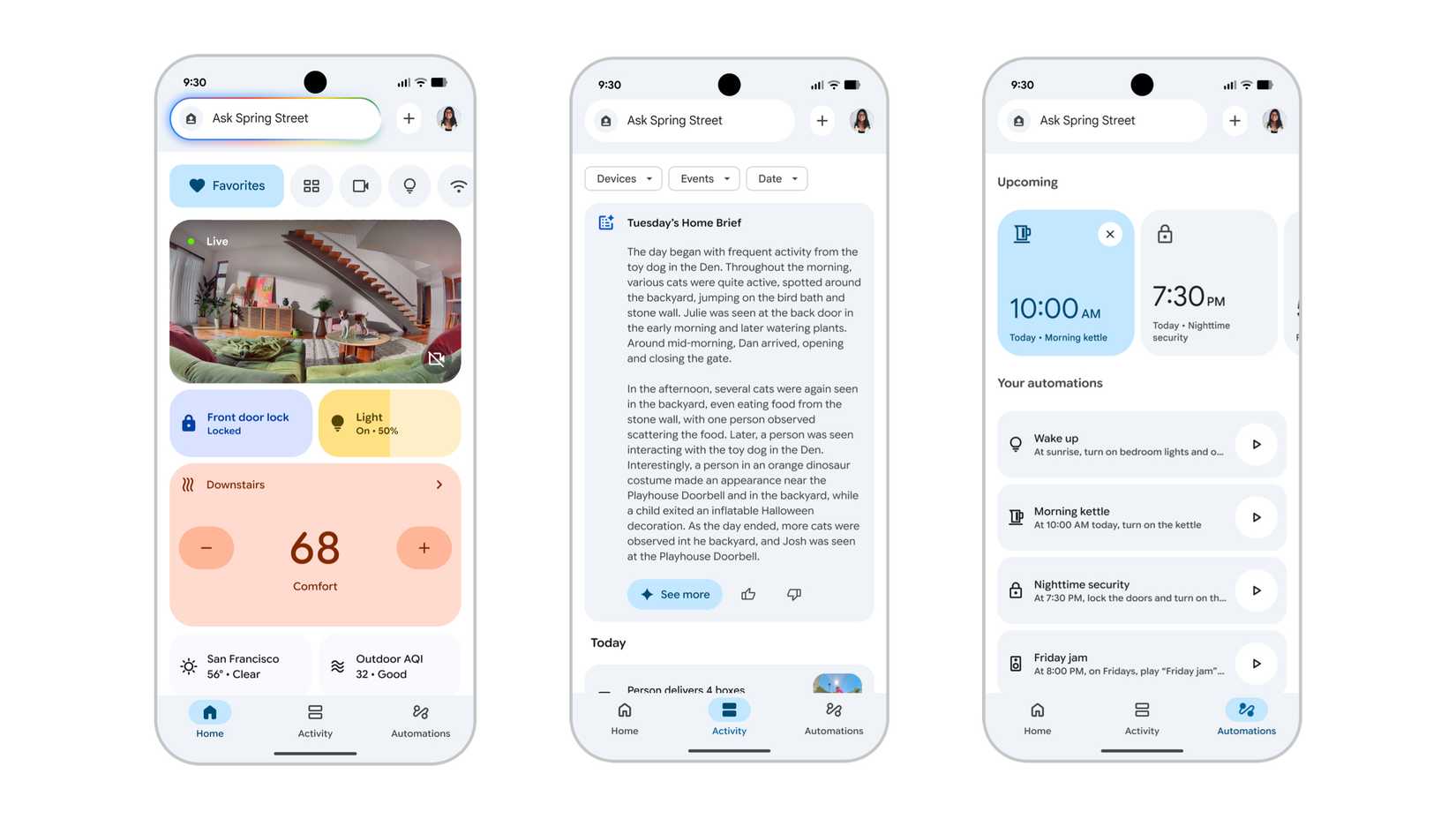 New tabs in Google Home app