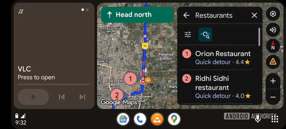لقطة شاشة توضح مرشح Android Auto قيد التطوير للتوقفات في خرائط Google
