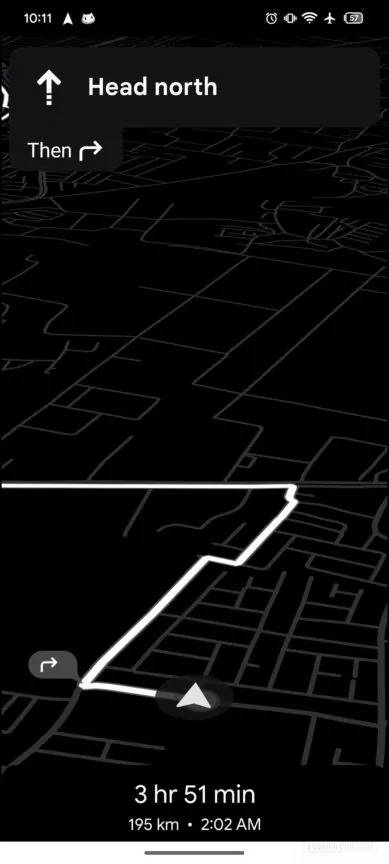 لقطة شاشة توضح وضع الطاقة المنخفضة القادم أثناء التنقل في خرائط Google