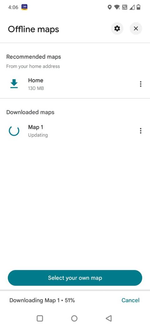 Screenshot showing the map updating in Google Maps