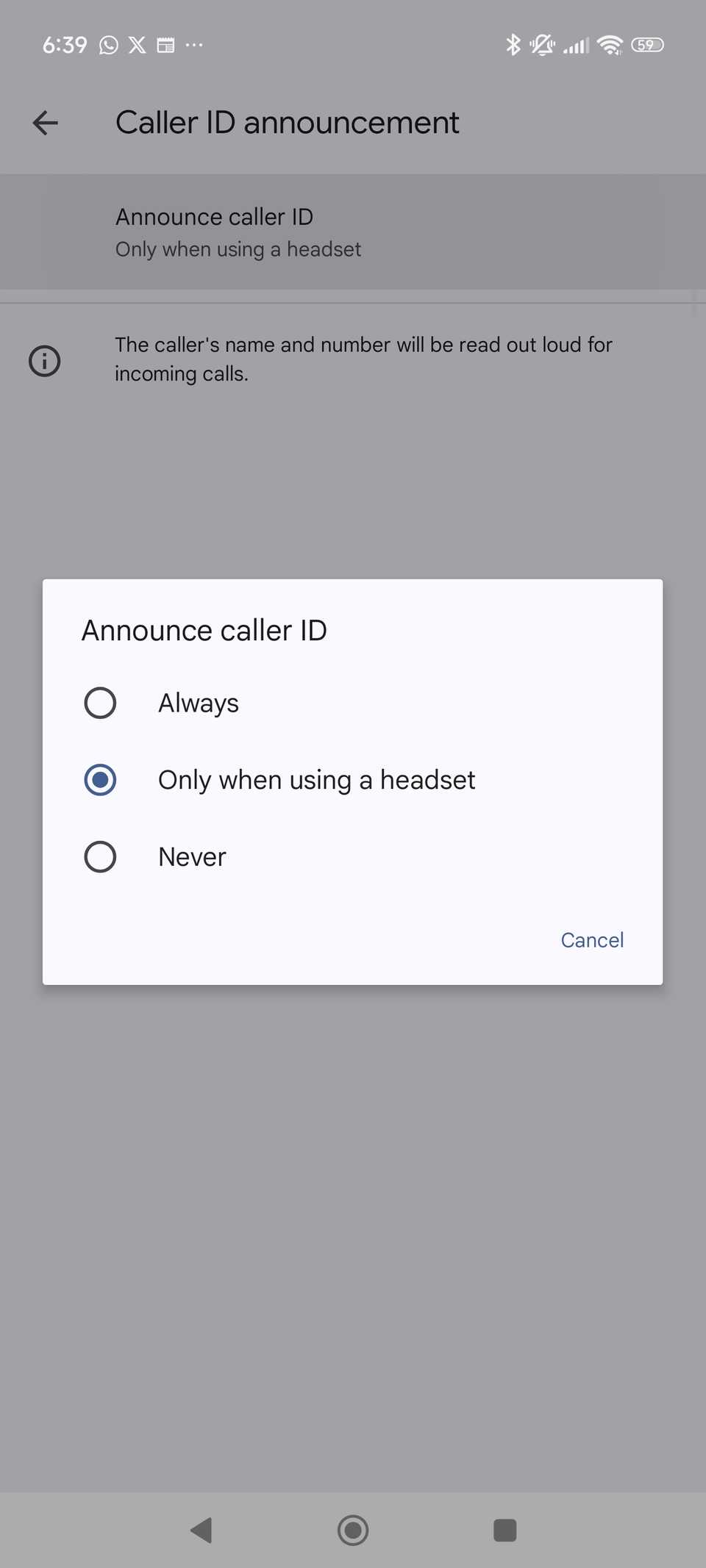 Caller ID in Google Phone app