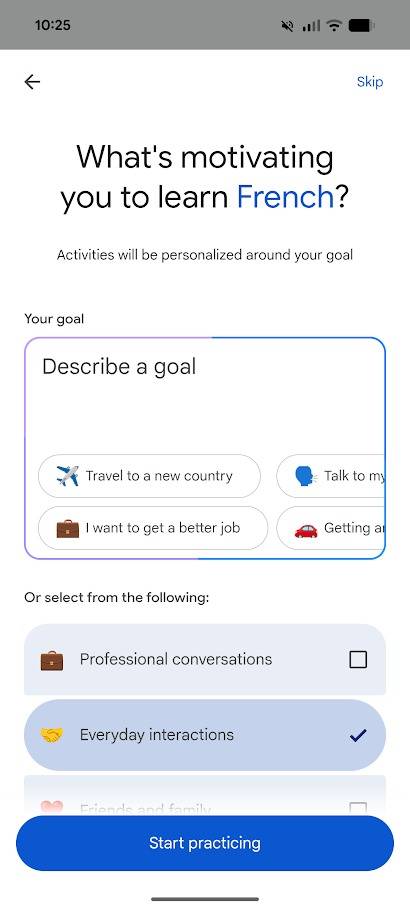 Traduzir modo de prática do Google