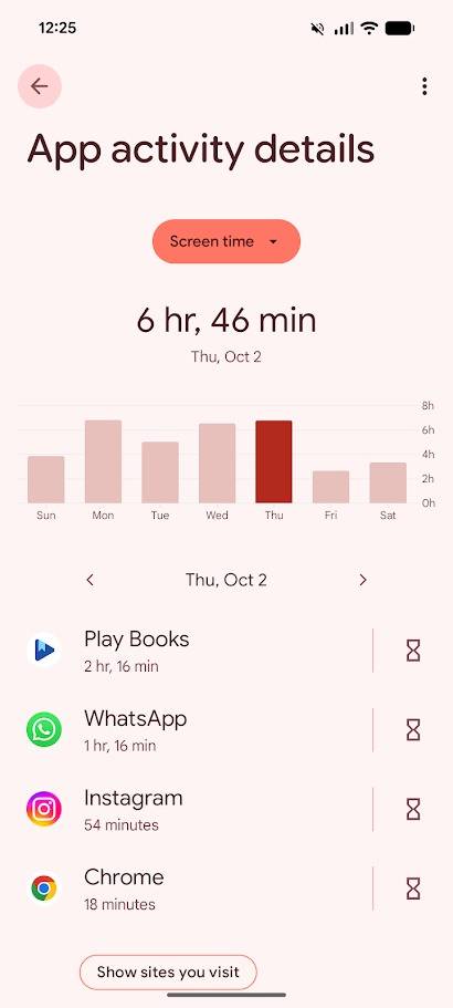 app usage screen on a Pixel