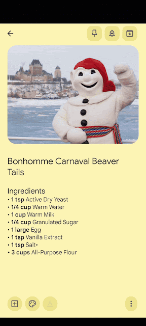 A GIF highlighting reminders on Keep that sync with Tasks.