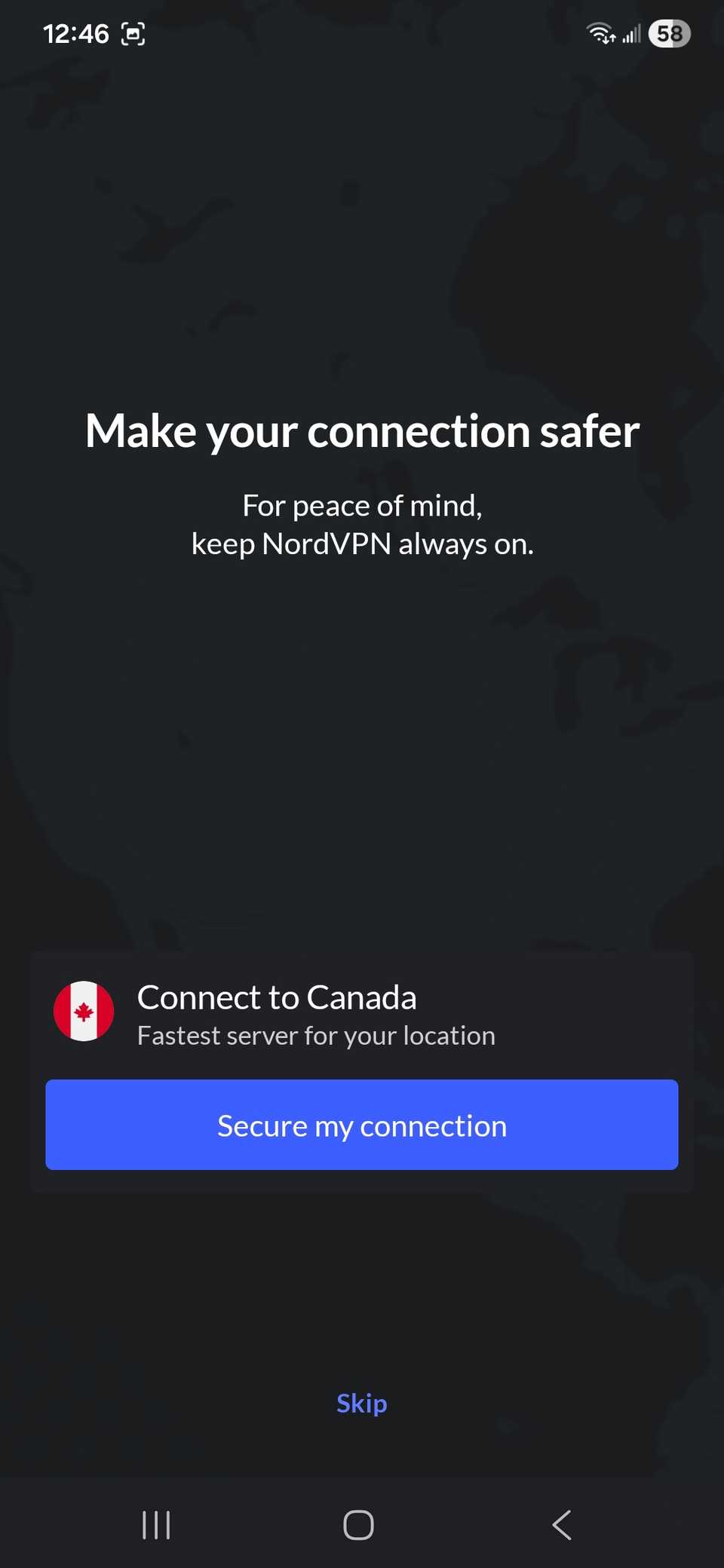Configurando uma conexão próxima usando o aplicativo NordVPN