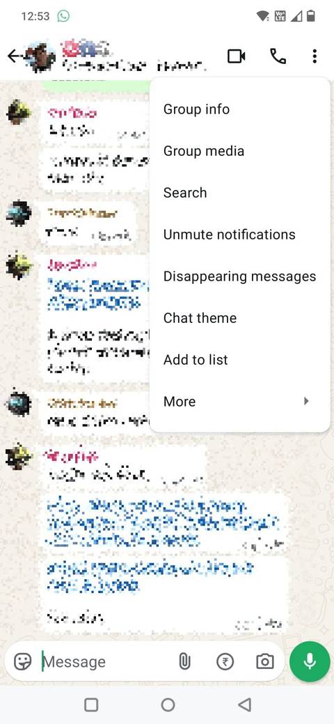 Captura de tela mostrando um bate-papo em grupo no WhatsApp