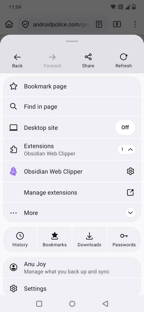 Screenshot che mostra come ritagliare un articolo in Firefox utilizzando l'estensione Obsidian Web Clipper