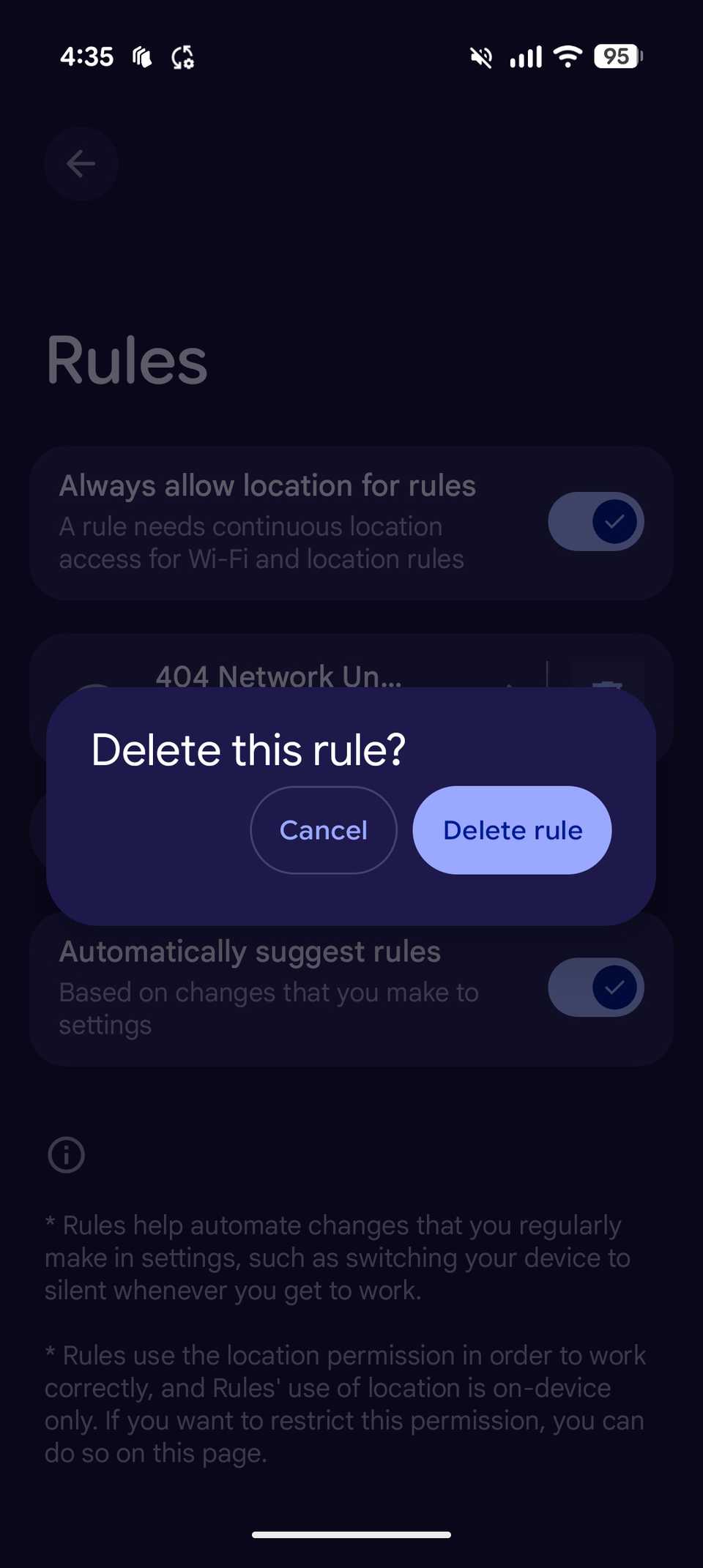 Deleting a Rule in Google Pixel