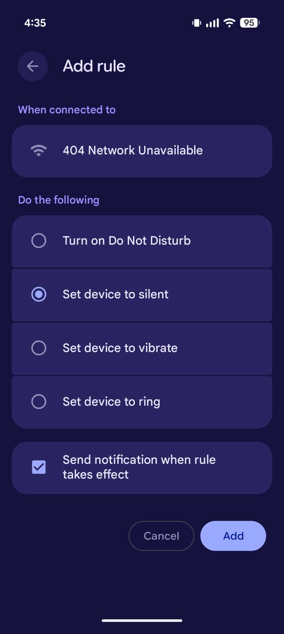 Impostazione di una regola in Google Pixel