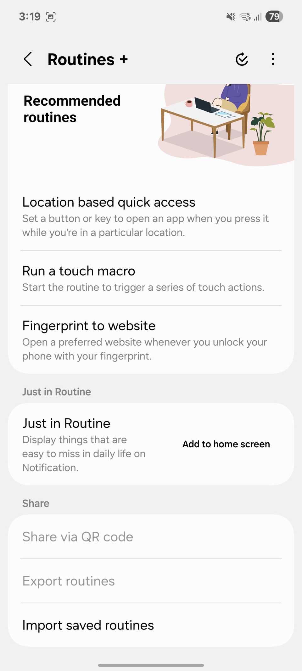 Routines plus features
