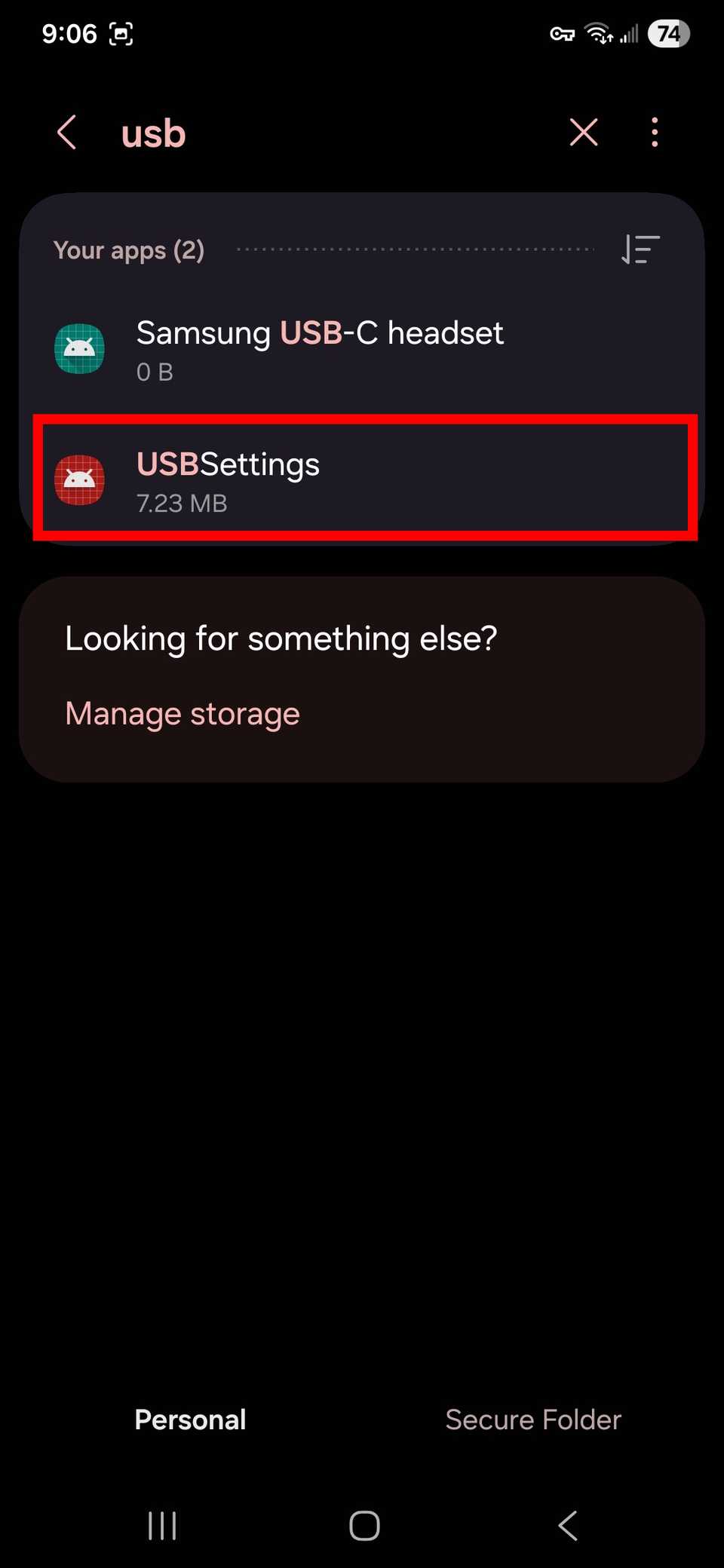 samsung galaxy apps usb settings