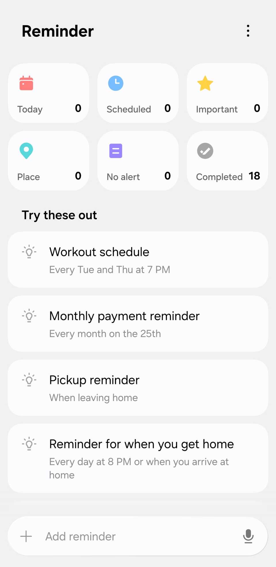Richieste di Promemoria Samsung