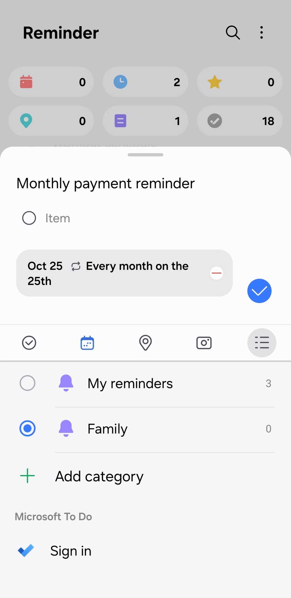 Lembretes Samsung adicionam um trabalho